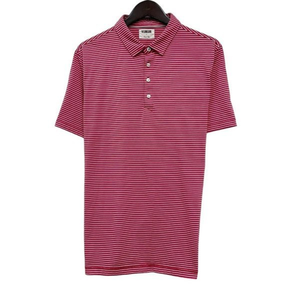 Linksoul Men's Golf Polo Shirt Red/White Striped Polyester/Cotton Stretch Size L